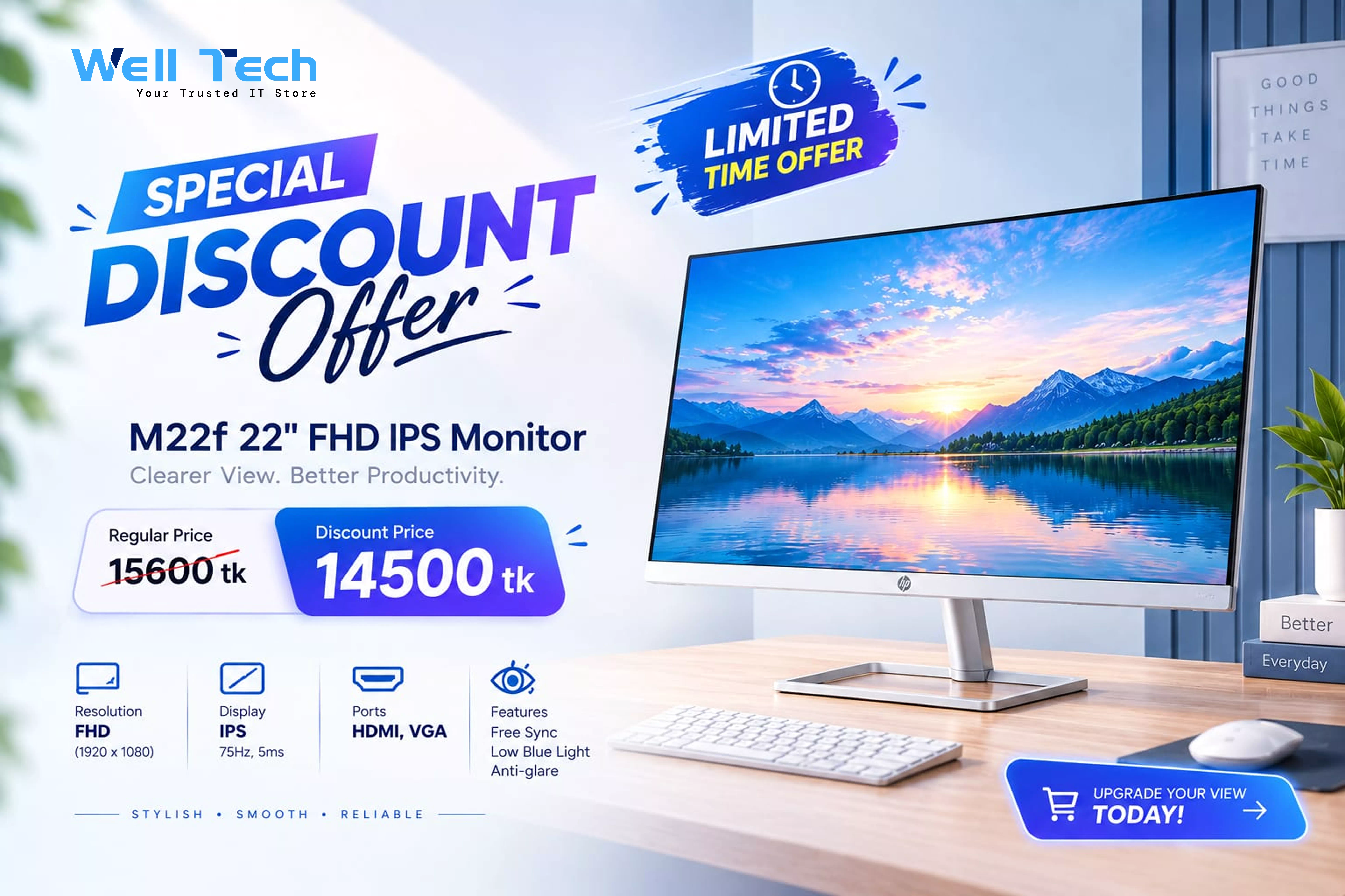 HP M22f 22" FHD IPS Monitor Flash Deal